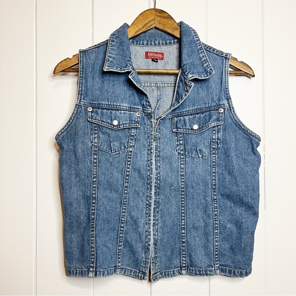 Y2K Attitude Jeans Wear Denim Vest. Size Medium.